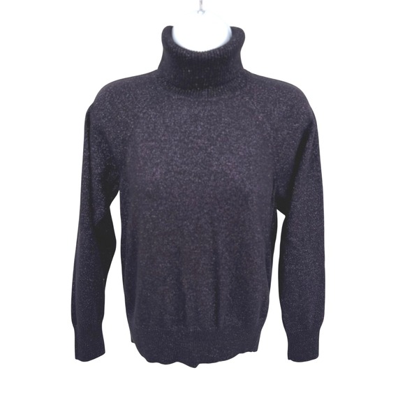 Studio Donatella Sweaters - Escada Womens S Sweater Purple Metallic Virgin Wool Turtleneck Shimmer Knit
